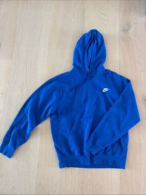 Nike Blue Hooded Sweatshirt with White Logo